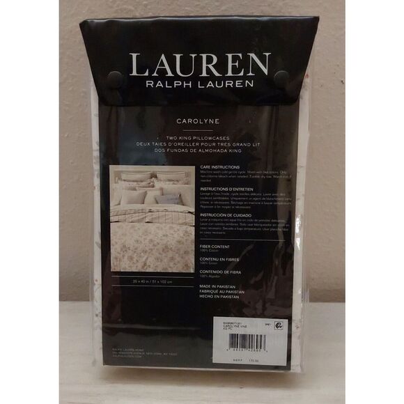 Ralph Lauren CAROLYNE VINE White Grey Floral Cotton King Pillowcases 2-Pack - Picture 4 of 10